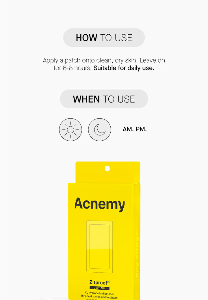 ZITPROOF® MULTIZITS | XL hydrocolloid patches for cheeks, chin and fo…