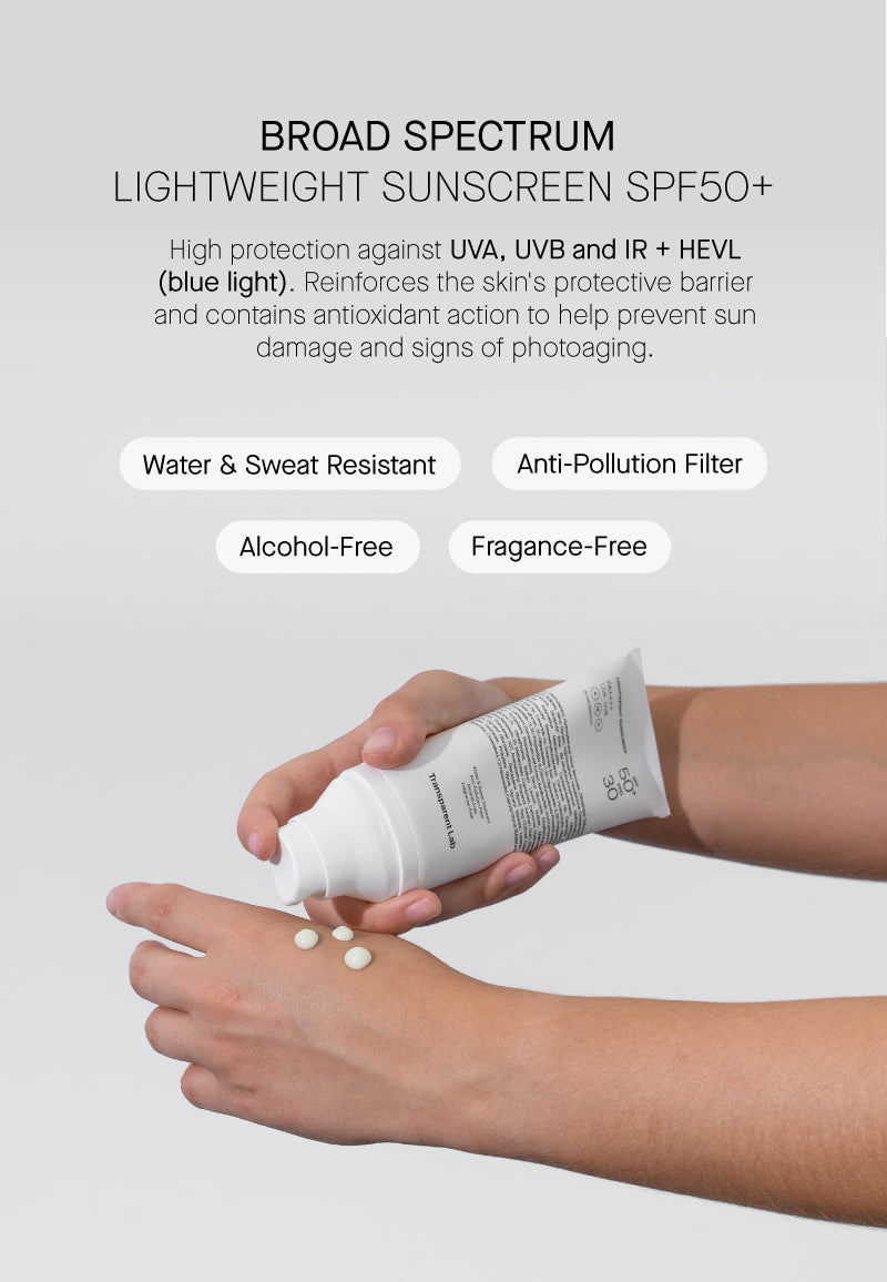 Heavy Sunscreen Lightweight Sunscreen SPF50+ I Transparent Lab – NICHE BEAUTY LAB