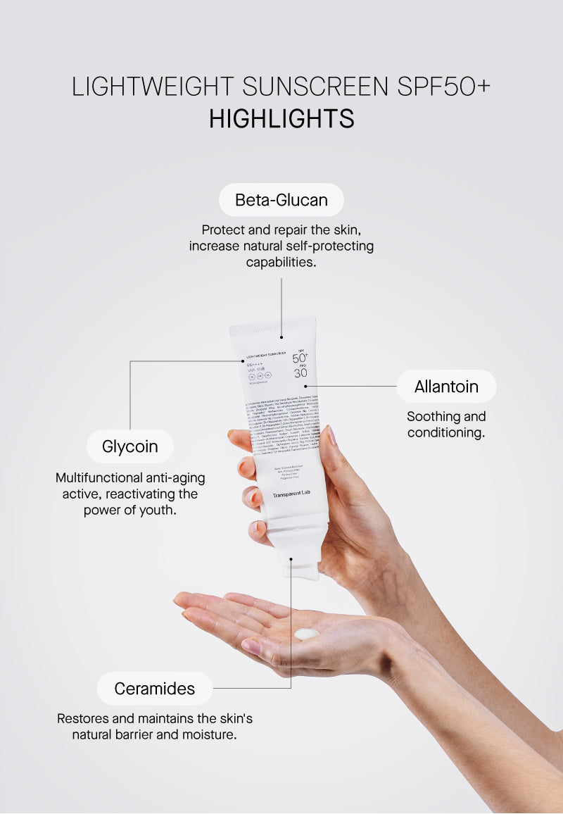 Heavy Sunscreen Lightweight Sunscreen SPF50+ I Transparent Lab – NICHE BEAUTY LAB