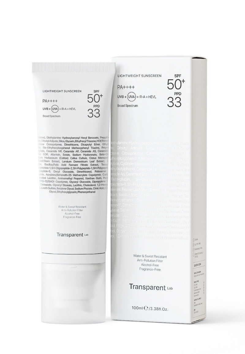 Heavy Sunscreen Lightweight Sunscreen SPF50+ I Transparent Lab – NICHE BEAUTY LAB