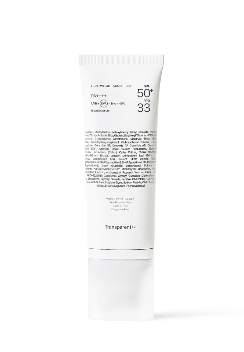 Heavy Sunscreen Lightweight Sunscreen SPF50+ I Transparent Lab – NICHE BEAUTY LAB