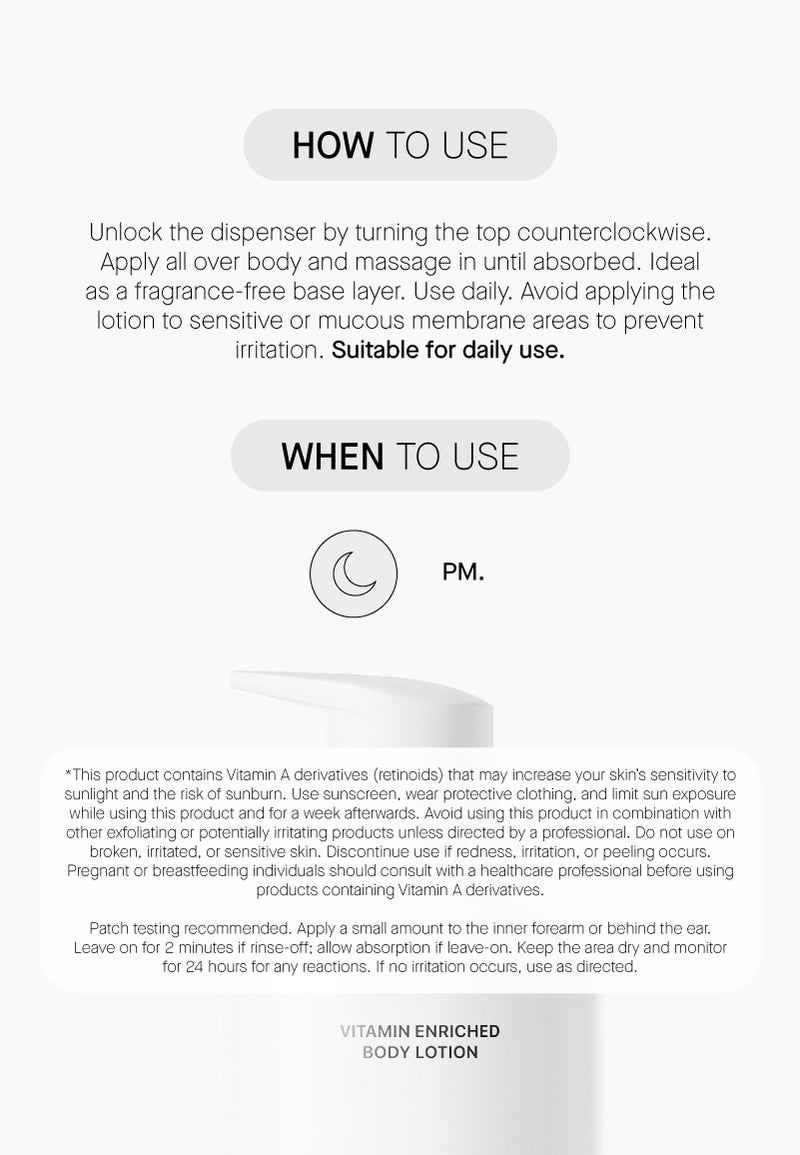Vitamin Enriched Body Lotion | Loción corporal antiedad | Transparent…
